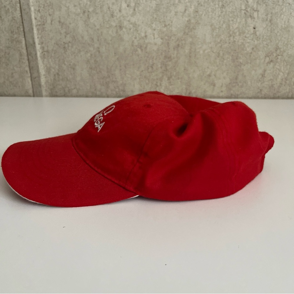 Omega Bold Red Logo Cap White Embroidered Promotional rare ball cap - Picture 2 of 8